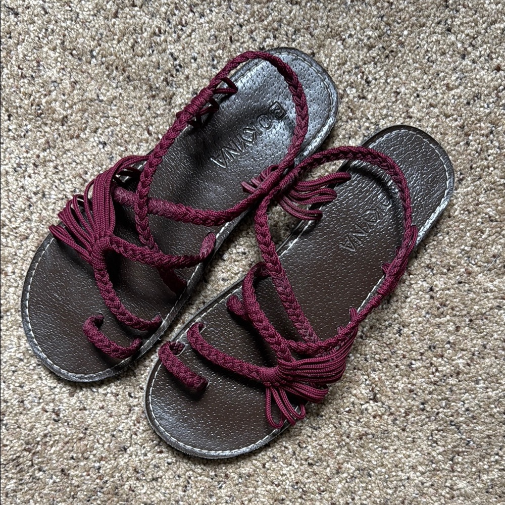 Bokyna Maroon Strappy Sandals